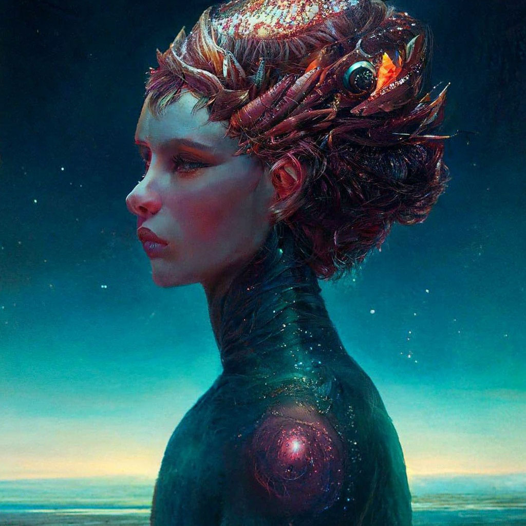 Мир космоса стрижка август 2024 "Eternity hairstyle cosmos" - image created in Shedevrum