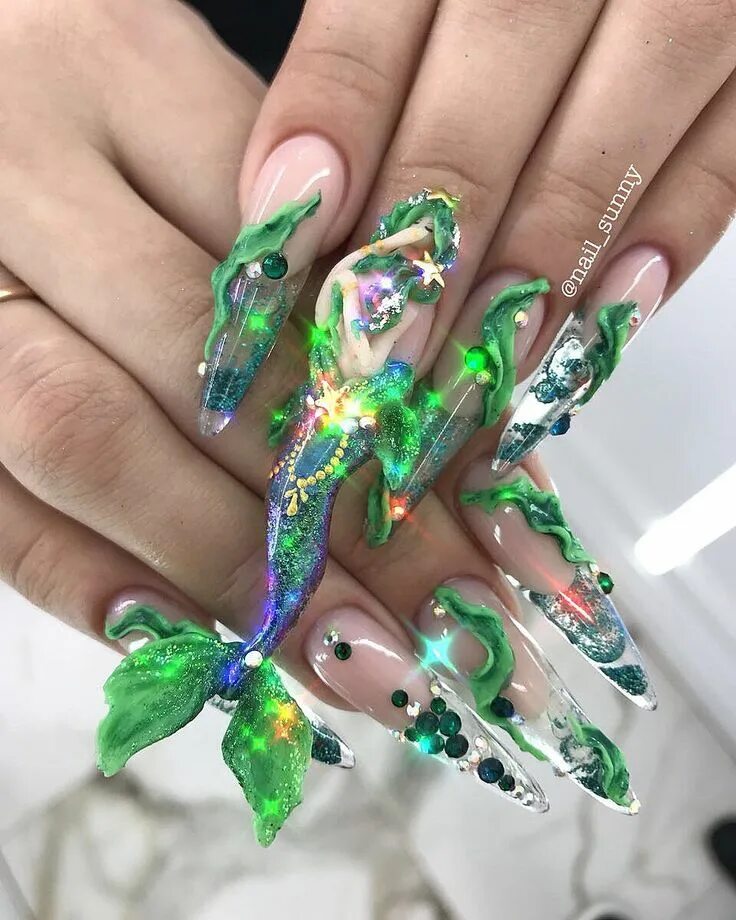 Мир ногтей фото The Weirdest Nail Trends You'll Ever See Crazy nails, Mermaid nails, Crazy nail 