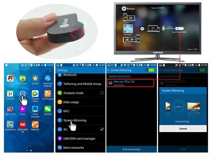 Миракаст как подключить телефон Беспроводной WiFi HDMI адаптер Anycast M2Plus с поддержкой DLNA, Miracast, AirPl