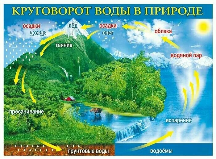 Мировой круговорот воды фото Плакат Круговорот воды в природе А2 арт.941-070,448 - купить в интернет-магазине
