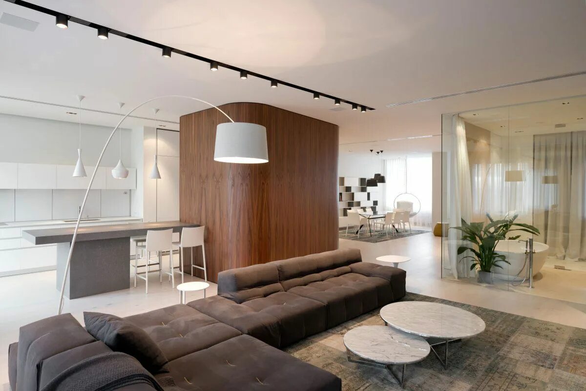 Мировые дизайн студии New Arbat Apartment by SL*Project Contemporary apartment, Minimalist interior de