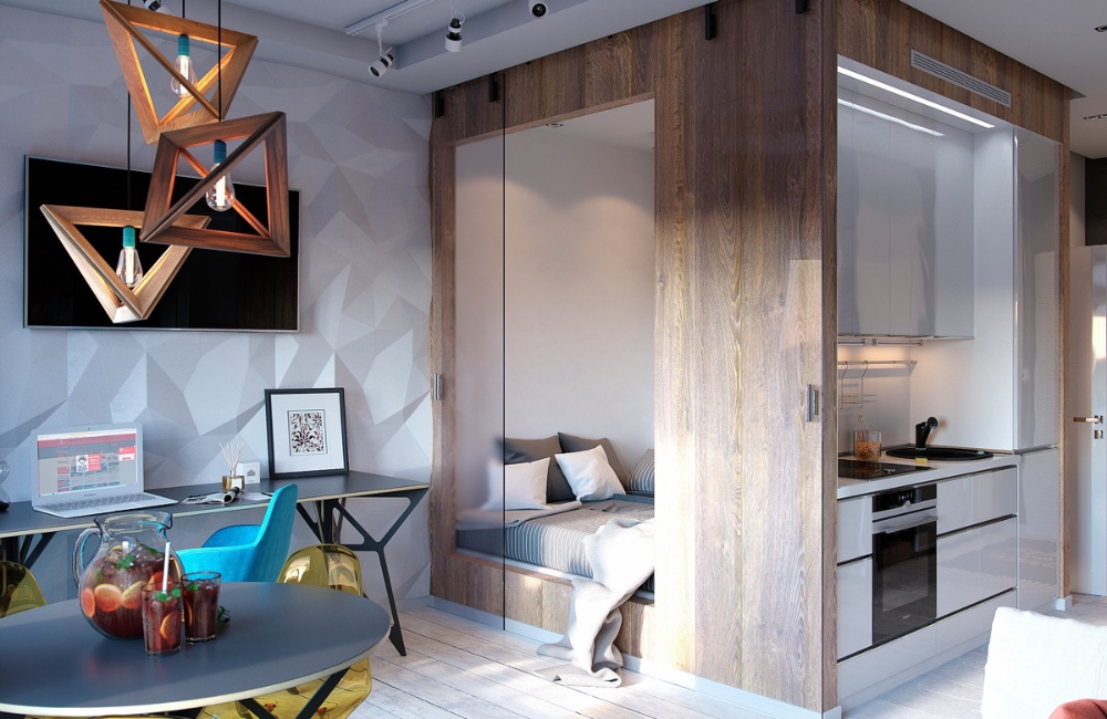 Мировые дизайн студии Bold Decor In Small Spaces: 3 Homes Under 50 Square Meters Interior design per a