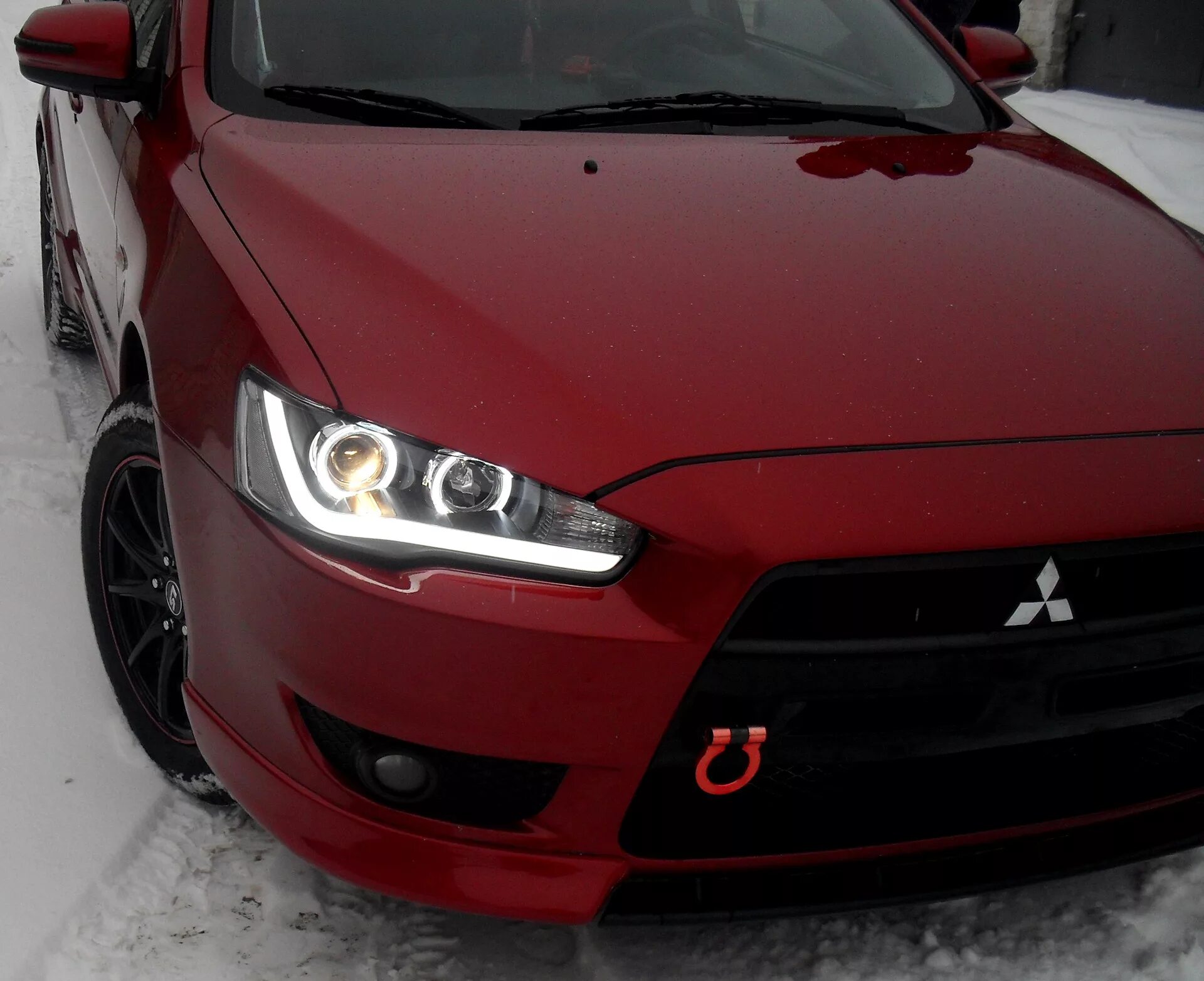 Митсубиси лансер тюнинг фар купить Фары "AUDI R8 STYLE BLACK". - Mitsubishi Lancer X, 2,4 л, 2008 года стайлинг DRI