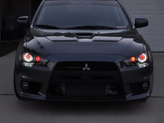 Митсубиси лансер тюнинг фар купить 4 Bi-Xenon lens + white/red devil eyes - Mitsubishi Lancer Sportback, 1,8 л, 200