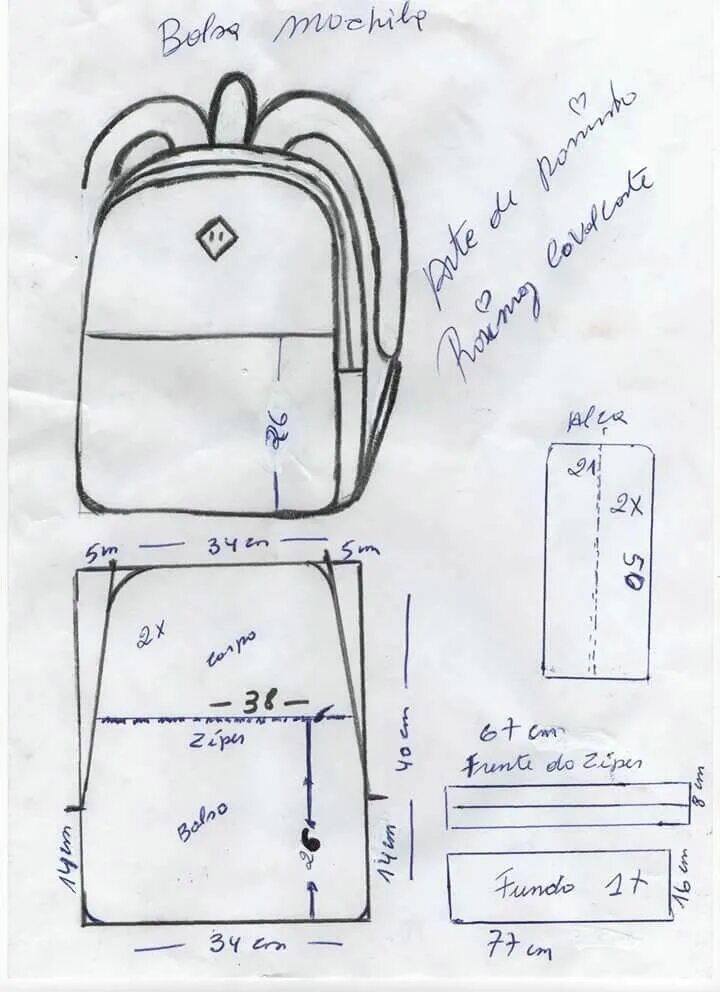 Мк с выкройками рюкзака сумки A3 NUMo 0174 - PRIMEIRO POST 2016 - MOCHILA Leather bag pattern, Leather bag tut