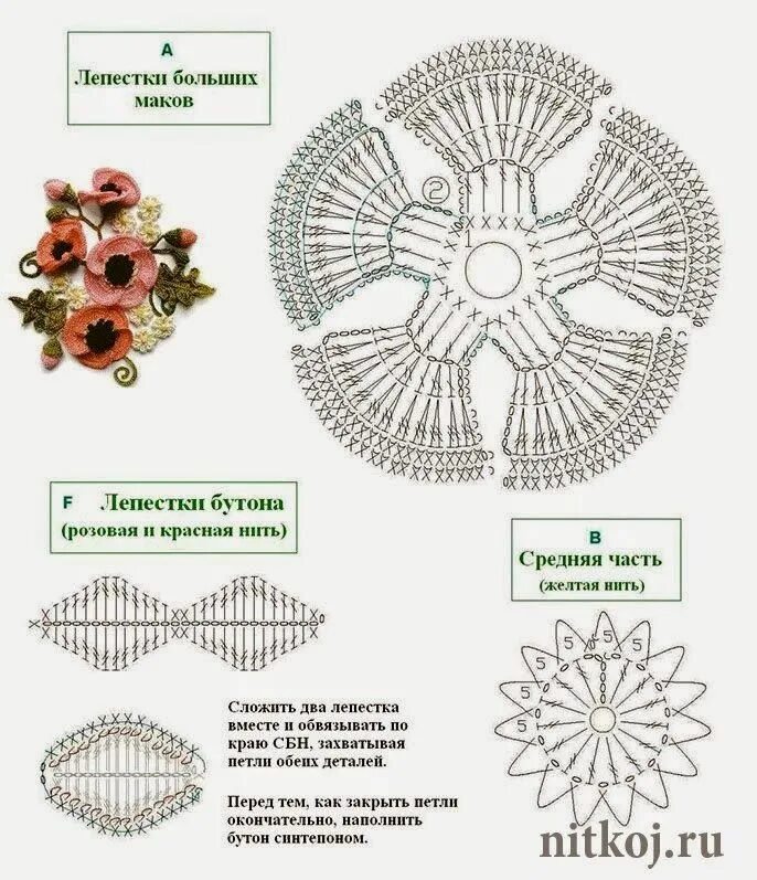 Мк схема крючком 60 Gráficos de Flores de Crochê para Download - Grátis Вязаные крючком листья, В