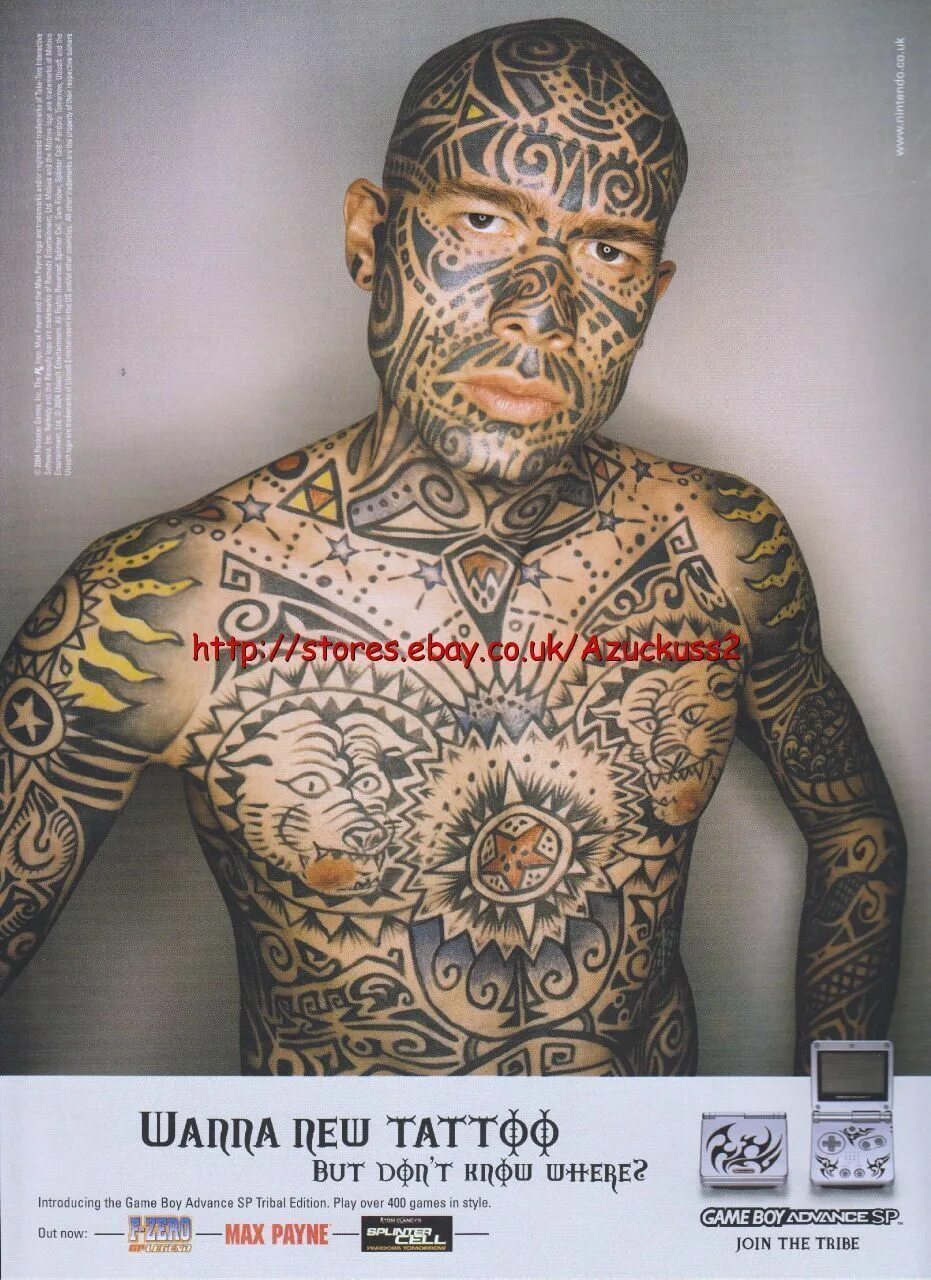 Много фото тату Gameboy Advance SP "Wanna New Tattoo" 2004 Magazine Advert #134 eBay