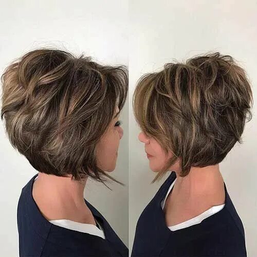 Многослойный боб фото спереди и сзади Short Bob with Textured Layers and Highlights