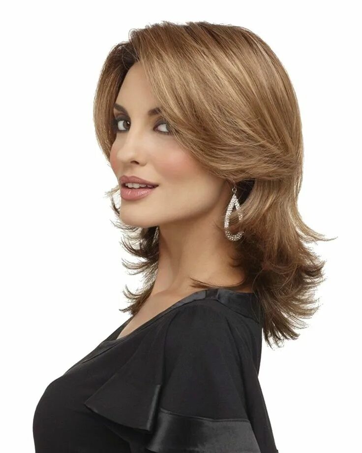 Многоступенчатая стрижка на средние волосы AmorWig Fashion Ash Blonde Fluffy Shoulder Length Heat Resistant Hair Wigs for W