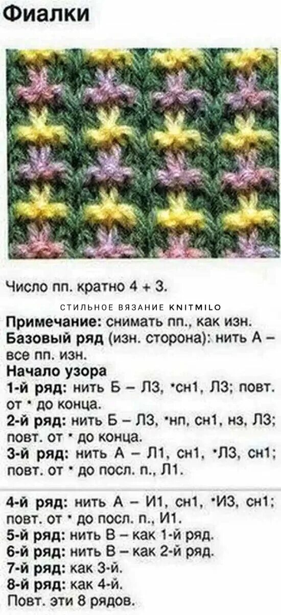 Многоцветные узоры спицами схемы Пестрое вязание - полет для фантазии. 11 схем очень красивых двухсторонних узоро