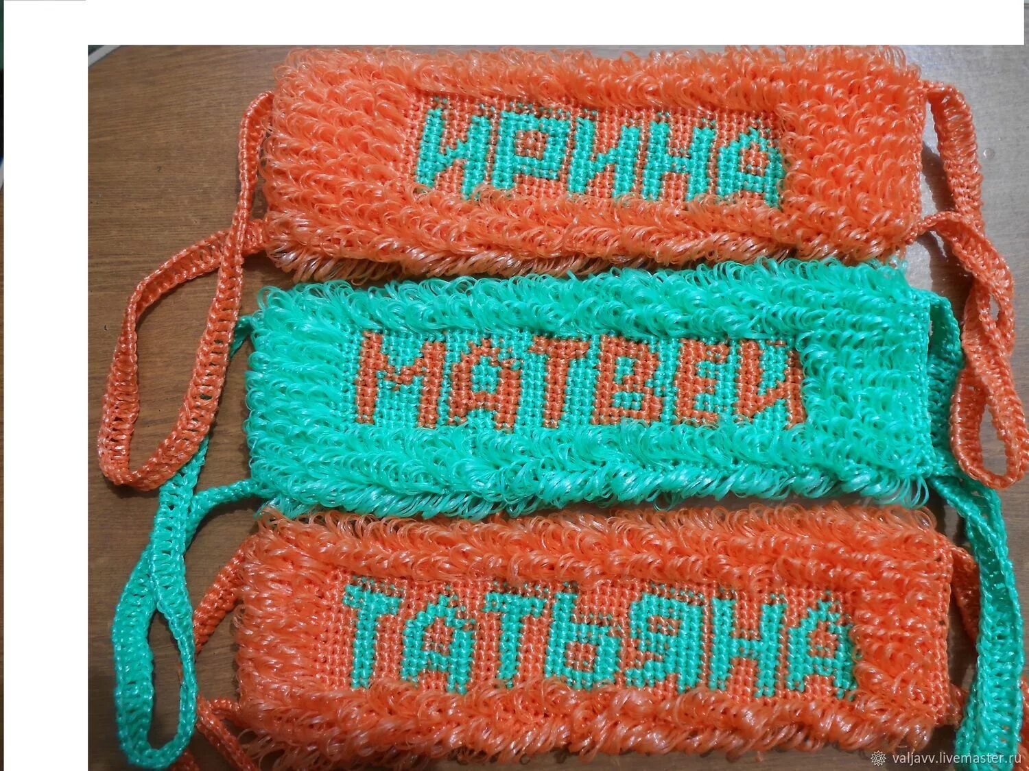 Мочалка с именем крючком схема и описание Мочалки: :Мочалки: именные в интернет-магазине на Ярмарке Мастеров Мочалки, Каст