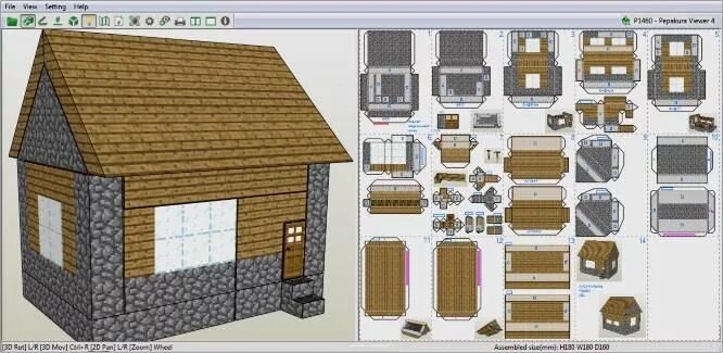 Мод на чертежи домов PAPERMAU: Minecraft - Village Library Paper Model With Interior - by Oitansensei