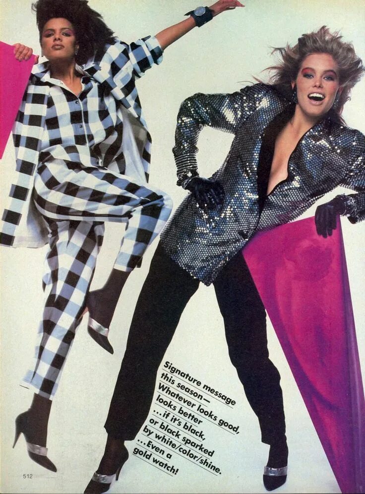 Мода 1982 года фото US Vogue Oct 1983 Photo Bill King Models Jacki Adams, Wanakee Pugh, Terry Ferrel