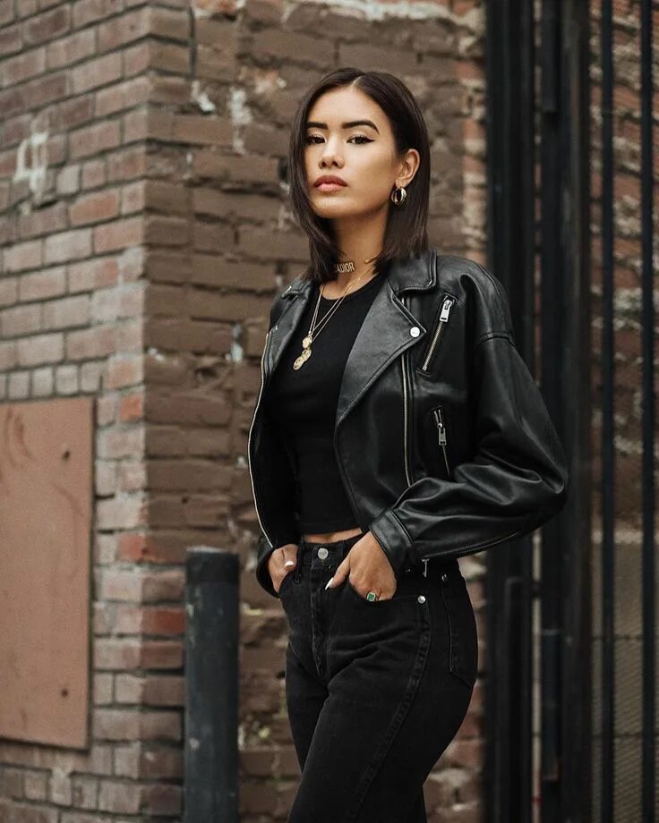 Мода 2024 года кожаная женская куртка @littleblackboots in our DYLAN Biker Jacket in 2020 Cropped leather jacket, Leat