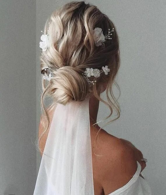 Мода 2024 свадебные прически на длинные волосы Flower Hair Pins Bridal Hair Pins Floral Hair Pins Bridal Hair Piece Wedding Hai
