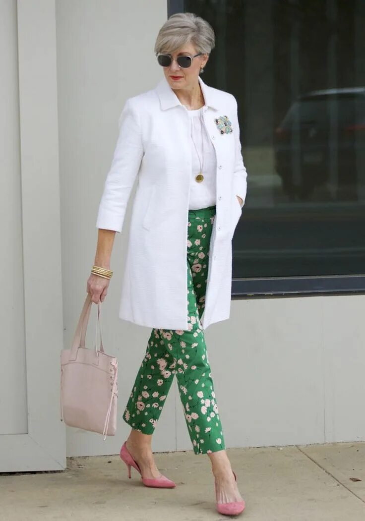 Мода 2024 женская после 50 лет Pink and Green Fashion for Women Over 50