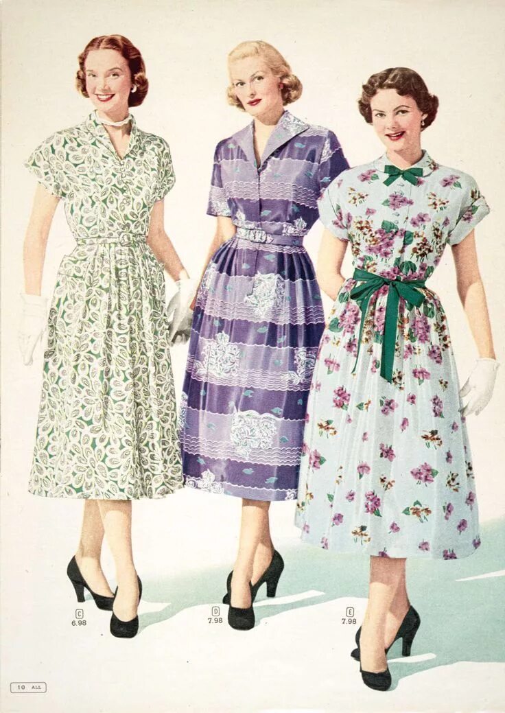 Мода 40 50 годов женская 1950s Women’s Spring/ Summer Fashion. spring fashion from the Simpson's Spring a