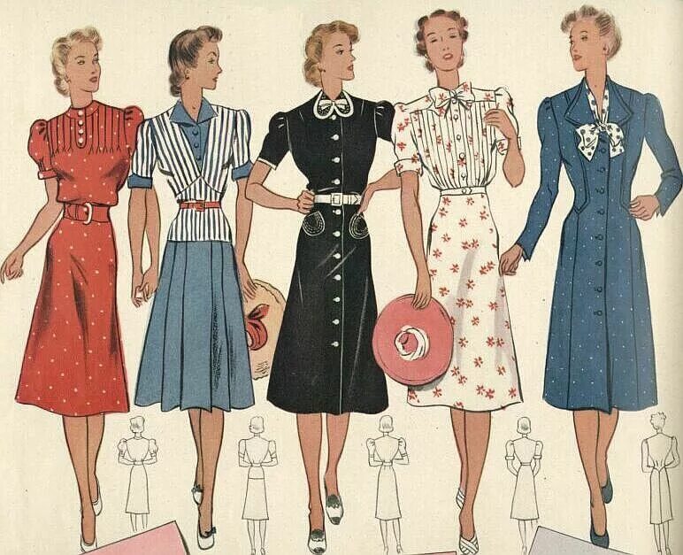 Мода 40 50 годов женская Mode/Damen/1940 Mode femme années 40, Mode années 40, Histoire de la mode