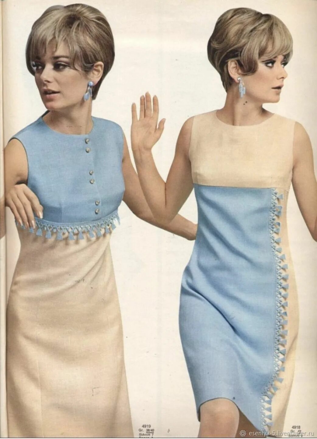 Мода 60 годов фото платья Revista Burda Moden 6 1966 (junio) - купить на Ярмарке Мастеров - T1000COM Vinta