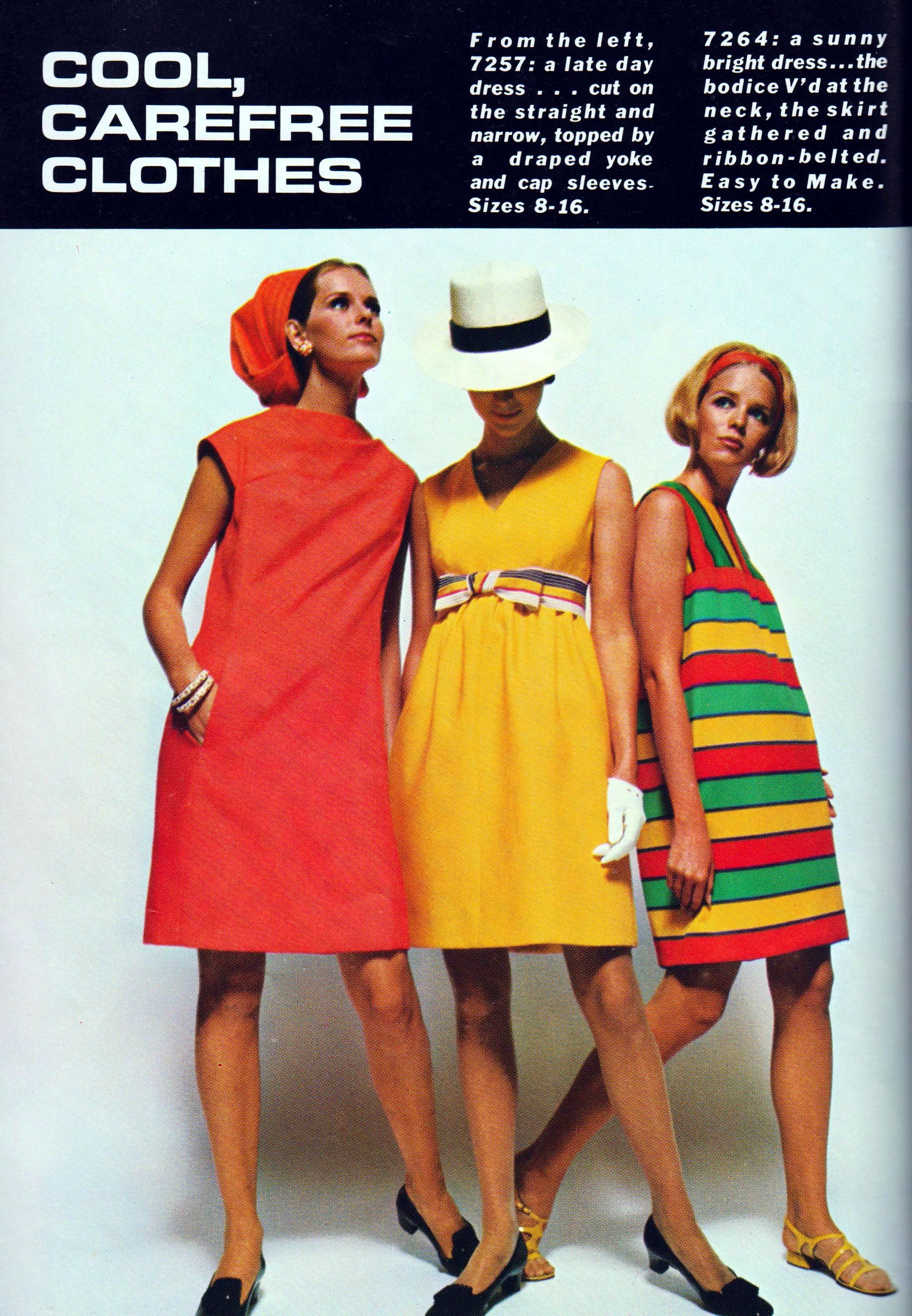Мода 60 х годов женщины фото 60s Dresses from a 1968 Vogue Pattern Book Bright dress, Top outfits, 60s vintag