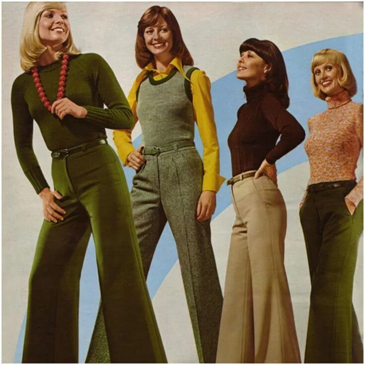 Мода 70 80 годов фото женские Брюки клеш 70s fashion, 1970s fashion, Retro fashion