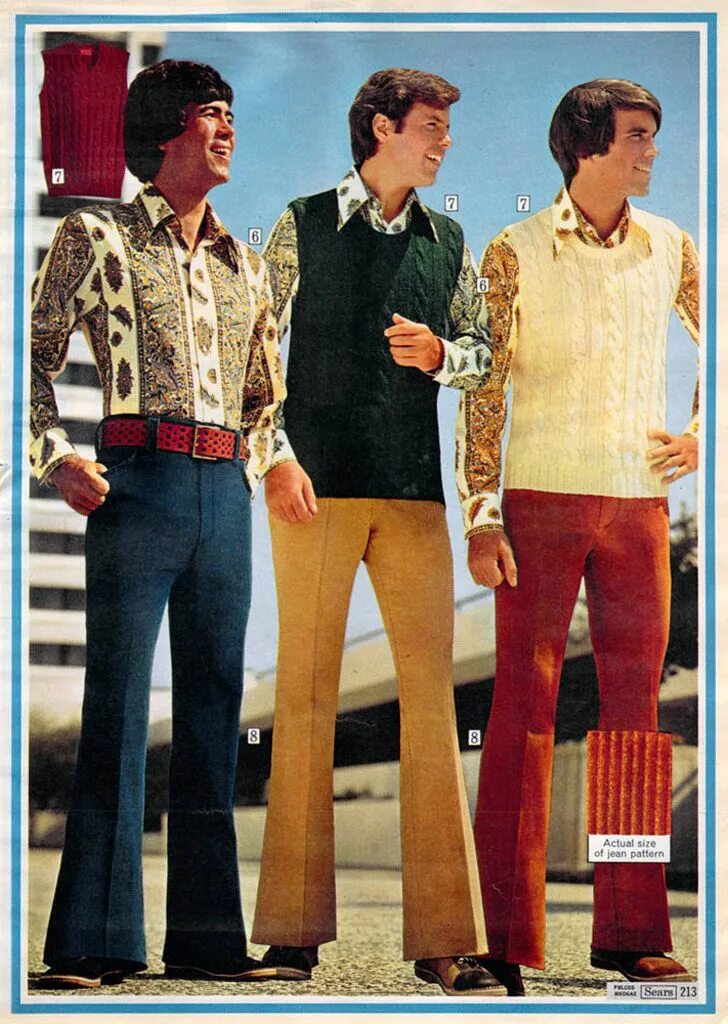 Мода 70 мужская ссср 1972 - Wide-wale Corduroy Jeans (from the Sear's Christmas Catalog) Mode année 7
