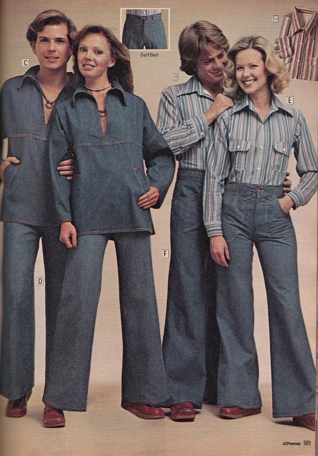 Мода 70х фото Nos anos 70 tudo na moda altera. Homem e mulher vão usar roupas largas. 70s fash
