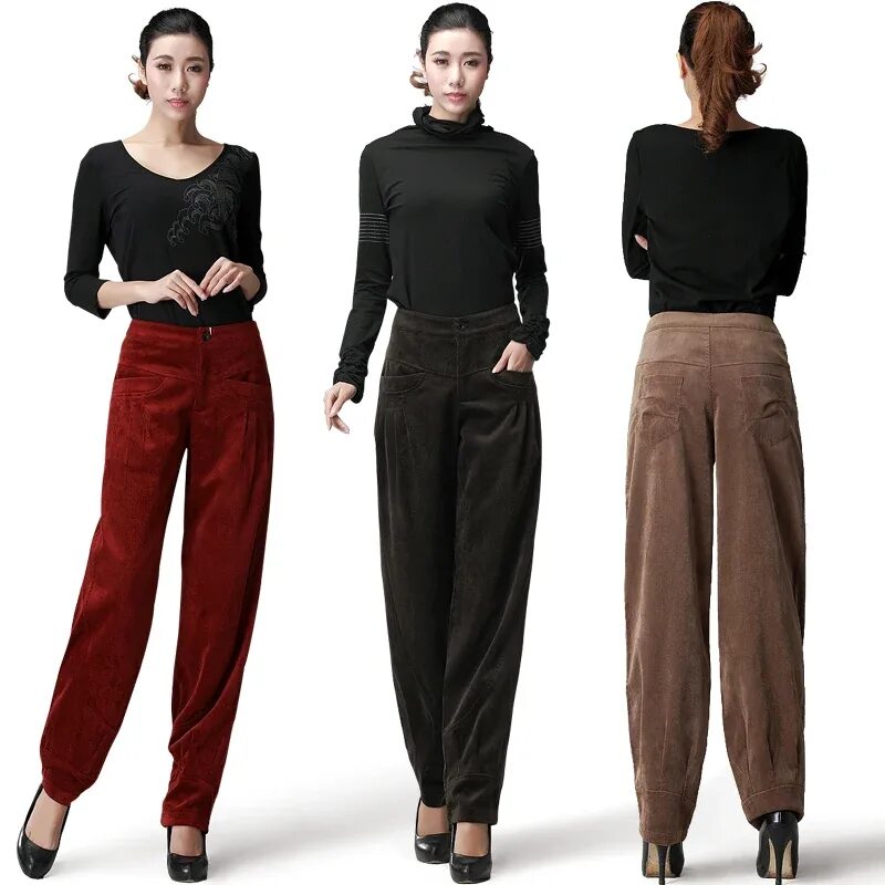 Мода брюк женских Autumn and winter new loose cashmere lantern pants fat mm radish pants high wais