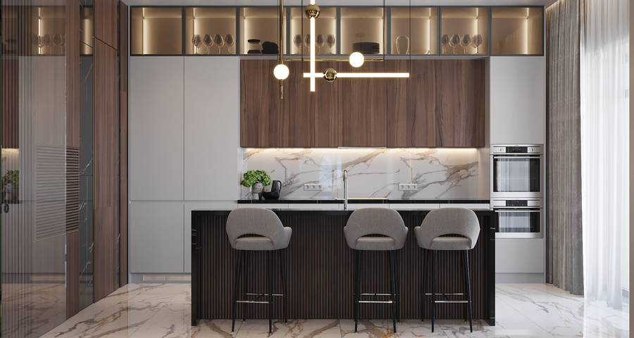 Мода дизайн кухни 2024 Kontrast Design, interior design, Moscow, Sadovnicheskaya Street, 52с1 - Yandex 