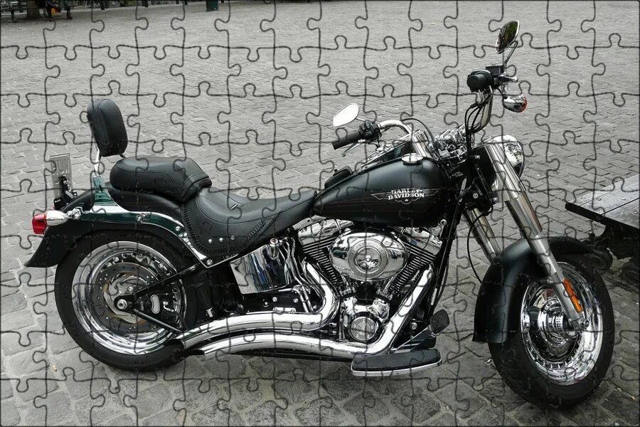 Мотоцикл harley davidson фото Магнитный пазл 27x18см."Харли-девидсон, толстый мальчик, припаркованный" на холо