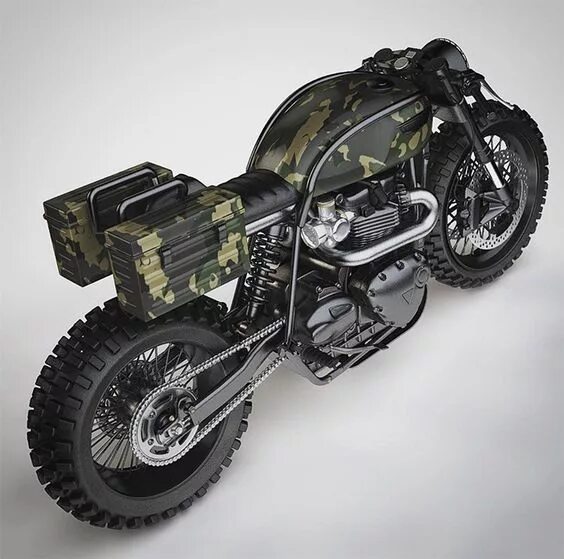 Мотоциклы апокалипсиса фото Triumph desert-sled doomsday Corredores de bicicleta cafetería, Motos clasicas, 