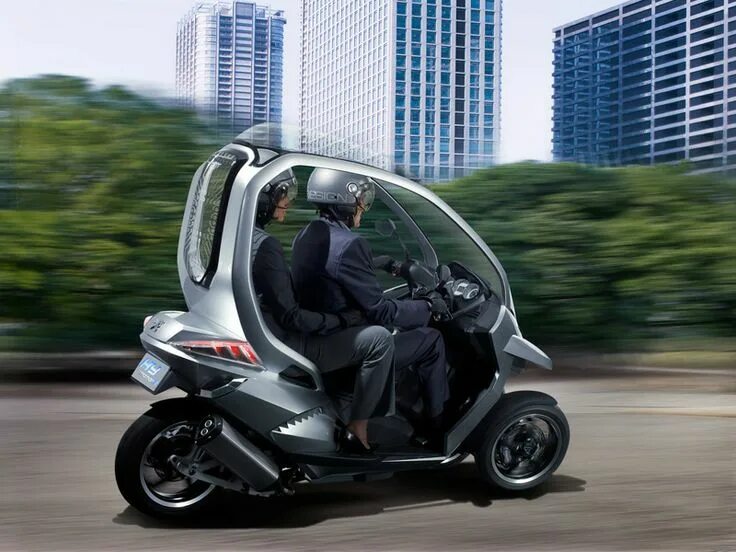 Мотоциклы с кабиной фото Peugeot Hybrid3 Compressor - 2008 Concept cars, Peugeot, Three wheel scooters