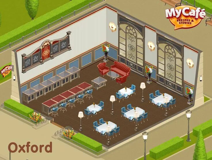 Моя кофейня стили интерьера Oxford, English Style, My Cafe Game #mycafe #mycafegame Cafe design, Cafe style,