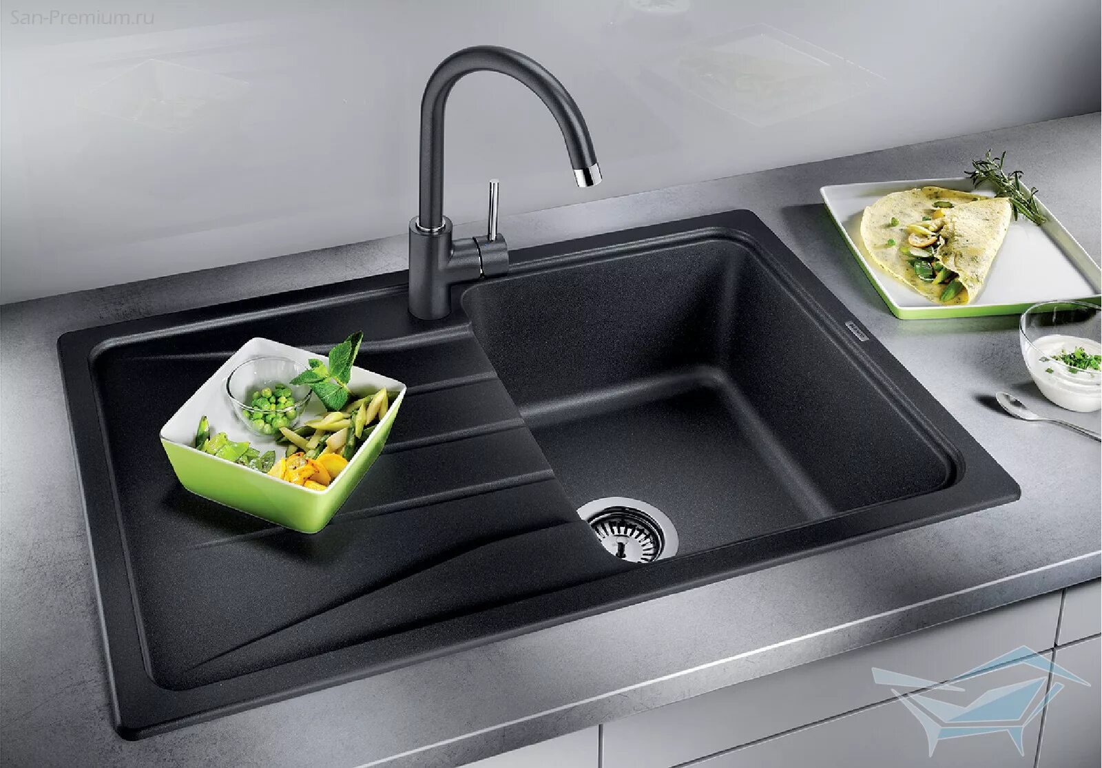Мойка для кухни фото Смеситель для кухни Blanco Mida чёрный 526232 - купить с доставкой на San-Premiu