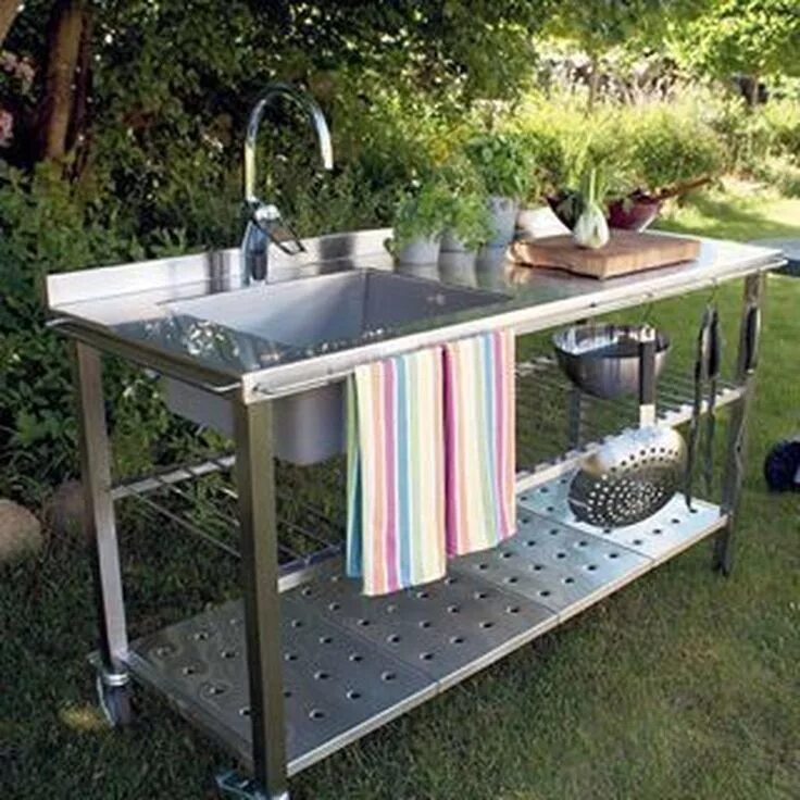 Мойка на даче фото 20+ Cozy Outdoor Kitchen Decor Ideas For You Fregaderos exteriores, Cocinas de e