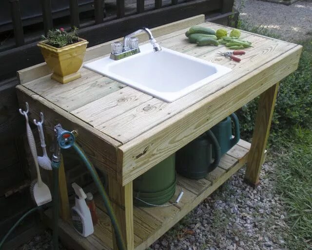 Мойка на улице на даче своими руками The Gardening Gallimaufry: New Potting Bench, Fried Okra Recipe Garden sink, Out