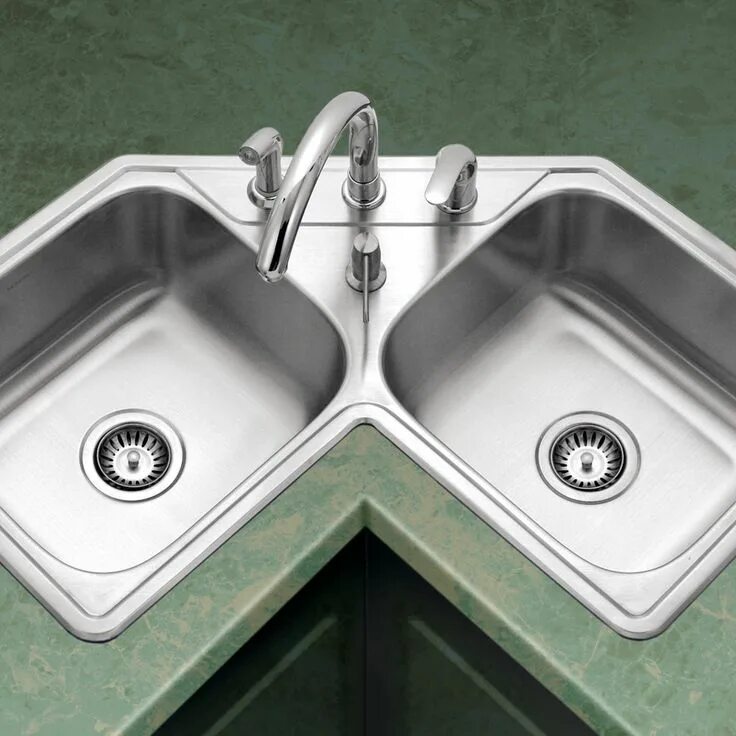 Мойка угловая двойная фото 9150 Legend 31.88'' L Drop-In Double Bowl Stainless Steel Kitchen Sink Corner sink ki
