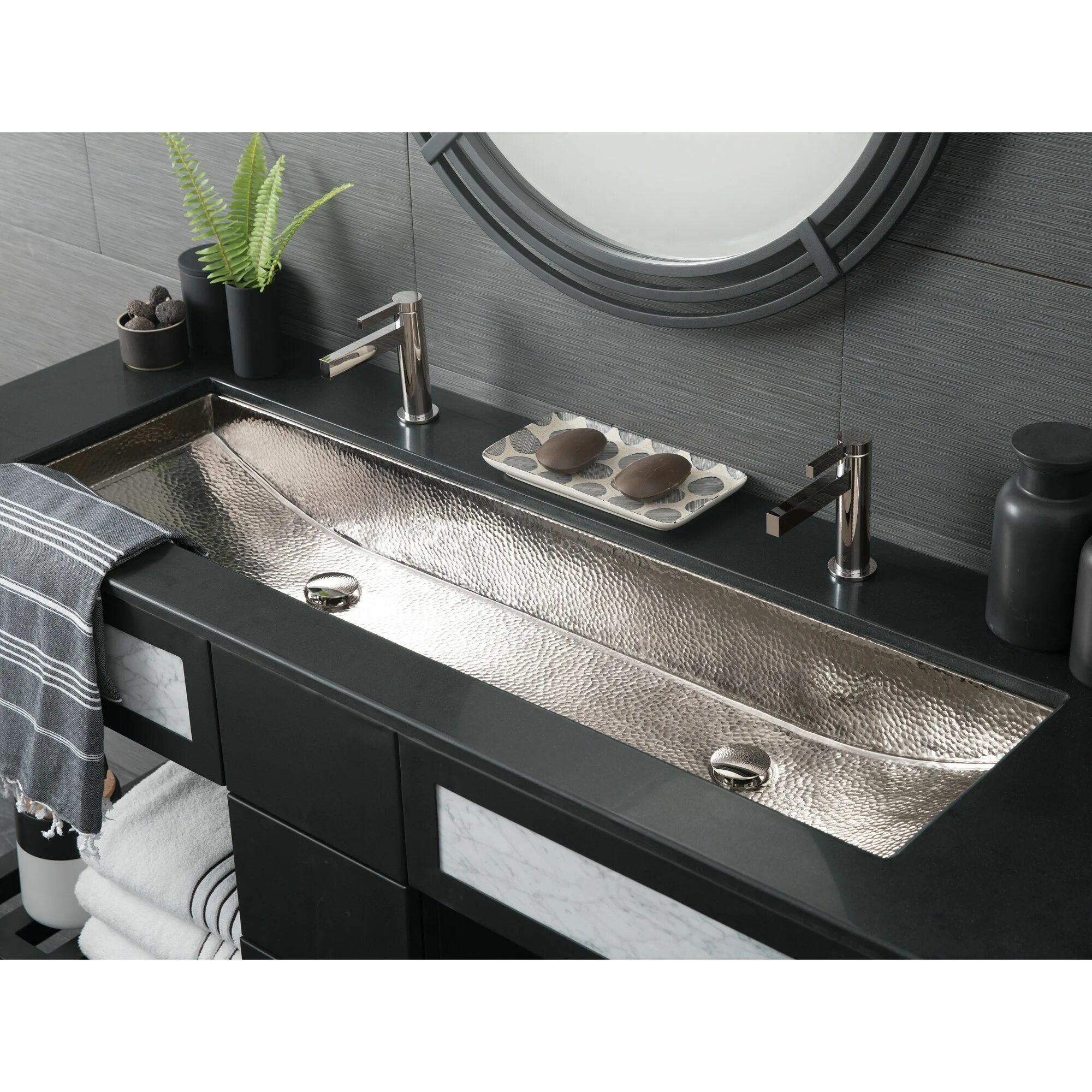 Мойка в ванную комнату фото Native Trails Trough 48" Rectangle Nickel Bathroom Sink, Polished Nickel, CPS808