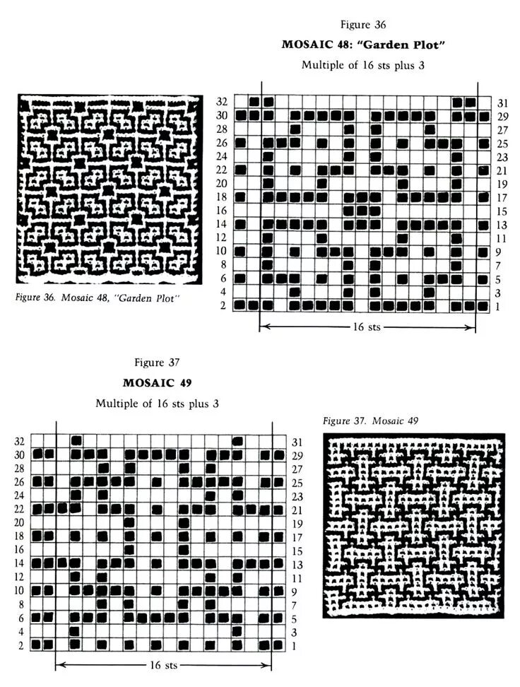 Мозаичное вязание крючком схемы Фото - Mosaic Knitting Barbara G. Walker (Lenivii gakkard) #46 Гобелен крючком, 