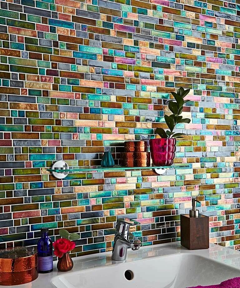 Мозаика на стену фото Botella ™ Titanium Glow Mosaic Tile Topps tiles, Beautiful bathrooms, Remodel