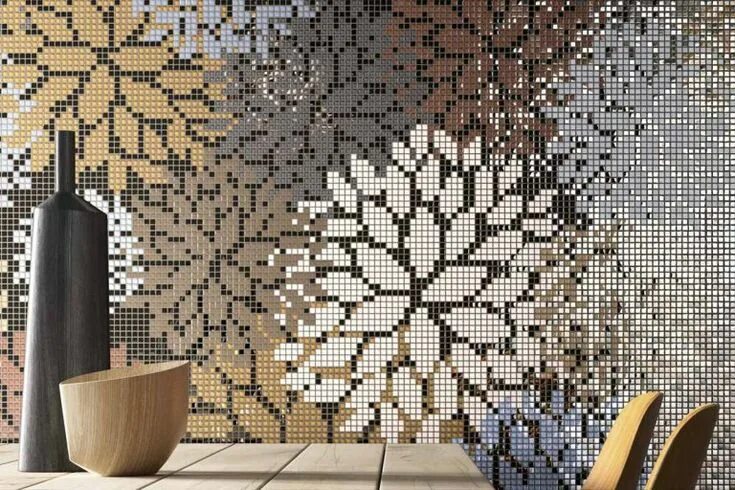 Мозаика на стену фото Installed Wall Mosaic Design