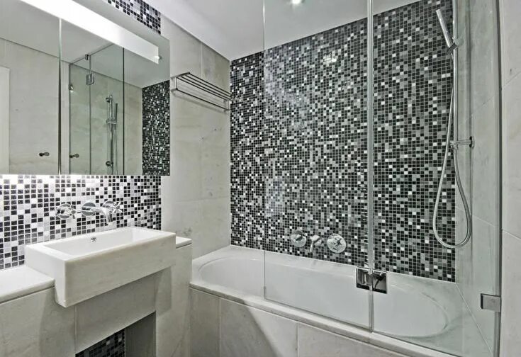 Мозаика плитка в ванну фото Дизайн маленькой ванной комнаты в серых тонах Modern luxury bathroom, Bathroom t