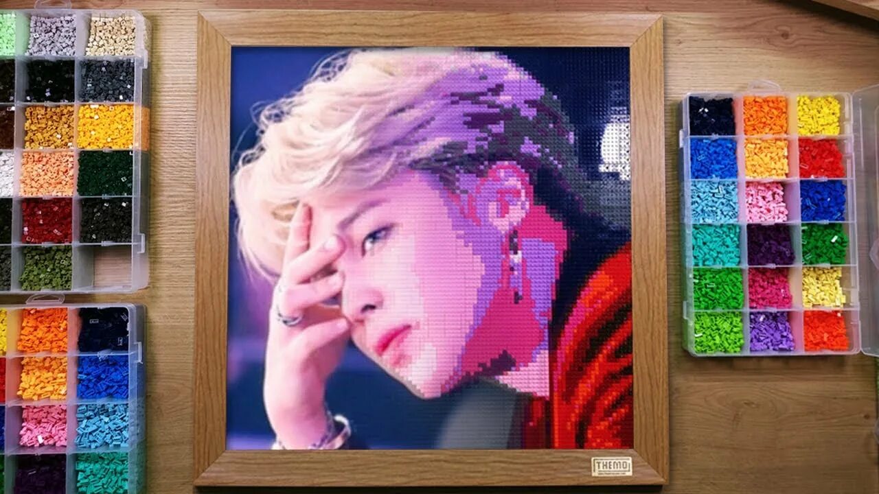 Мозаика по номерам по фото 방탄소년단 지민 (봄날) - 블럭으로 그리는 미술 / Fan art - 03 BTS Jimin (Spring Day) / The Mo Squar