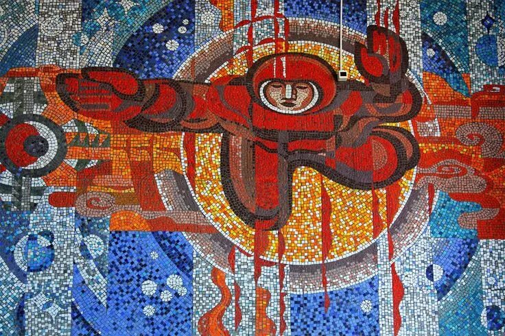 Мозаика ссср фото Аэропорт Улан-Удэ. Россия Mosaic murals, Mosaic art, Art