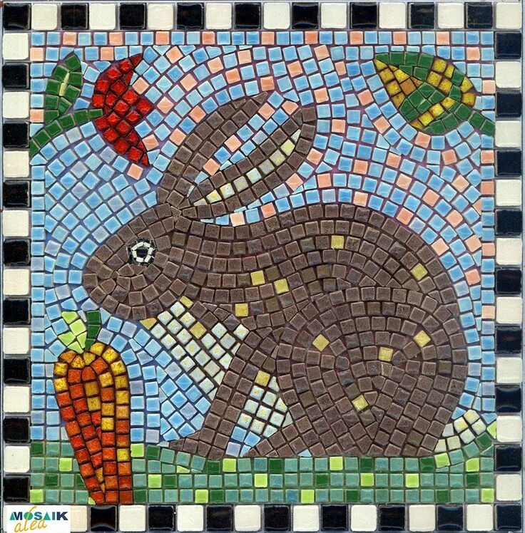 Мозаика животных картинки Easter Bunny Mosaic Picture - Osterhase aus Mosaik - Lapin de Paques en mosaique