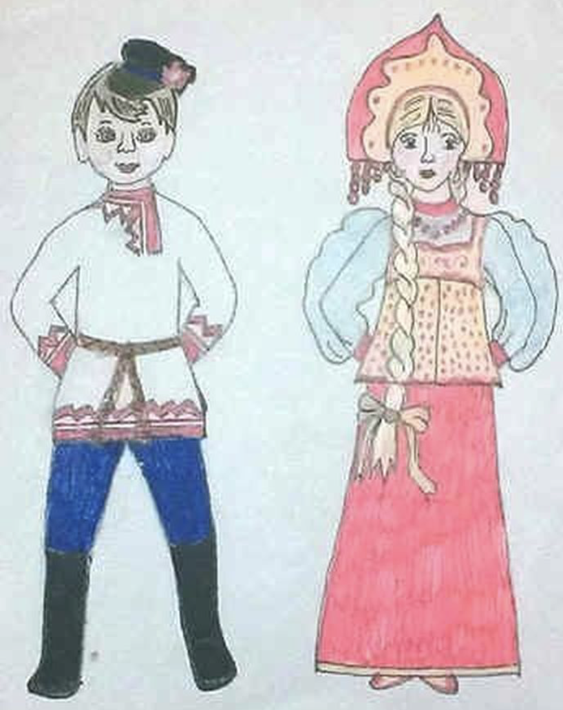 Народный костюм фото для изо Русский костюм 5 класс изо рисунок