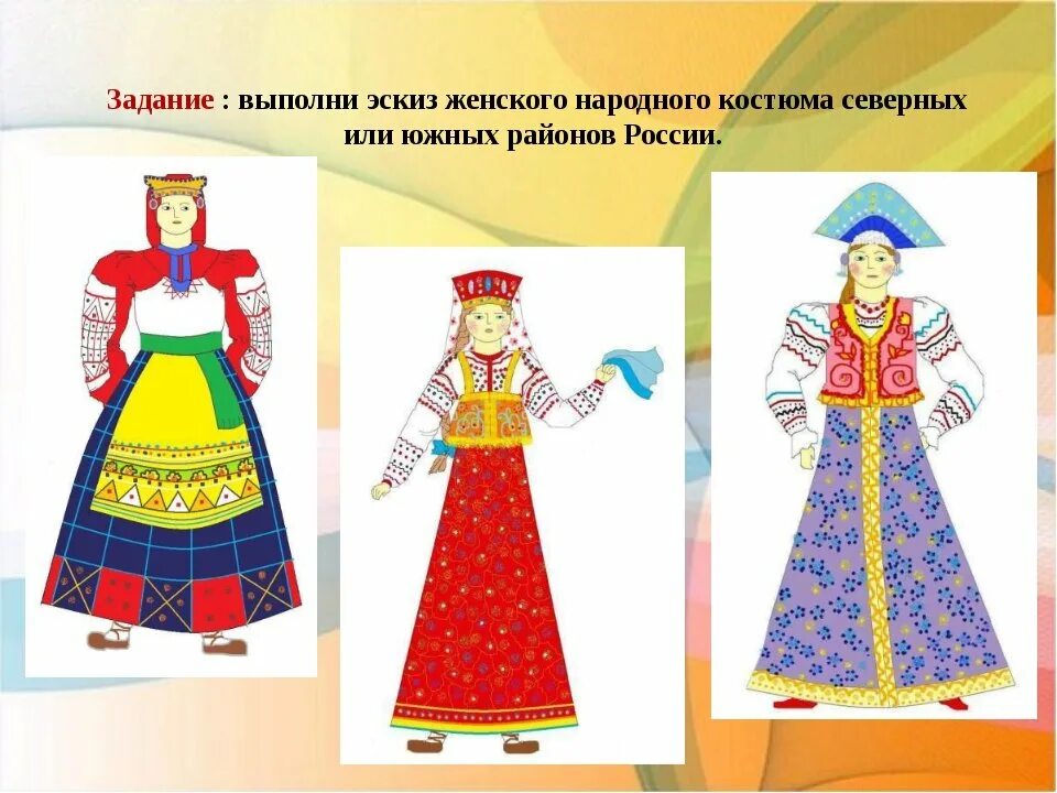 Народный костюм фото для изо Русский костюм 5 класс изо рисунок
