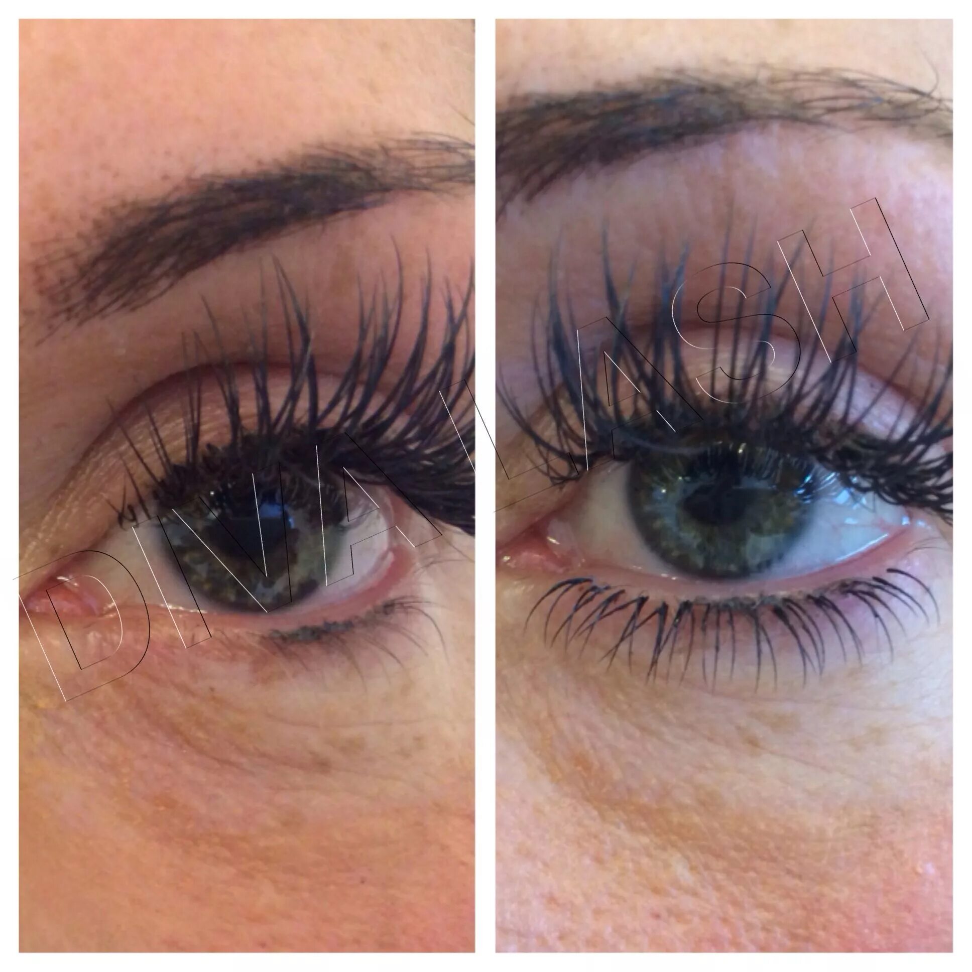 Нарощенные нижние ресницы фото до и после LOWER EYELASH EXTENSIONS to complete the look, applied by Master lash Tech at Di