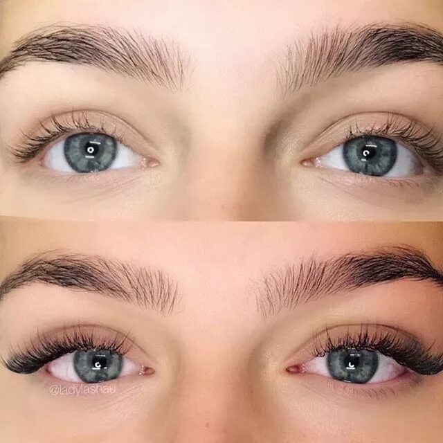 Нарощенные ресницы фото до и после Transformation a set of hybrid lashes defines the facea perfect frame for these 