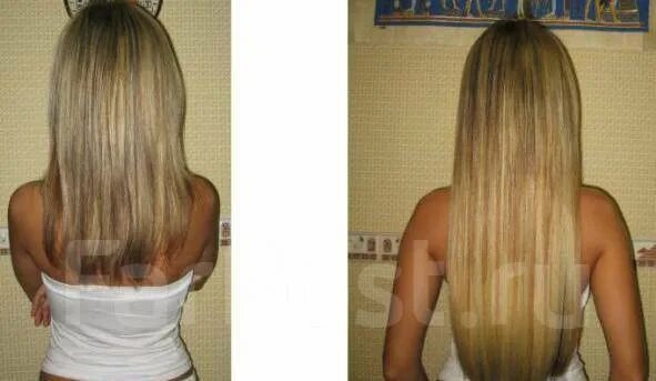 Нарощенные волосы 50 см фото как выглядит Акция! Ленточное наращивание славянских волос 2 объёма+работа=10.000 во Владивос